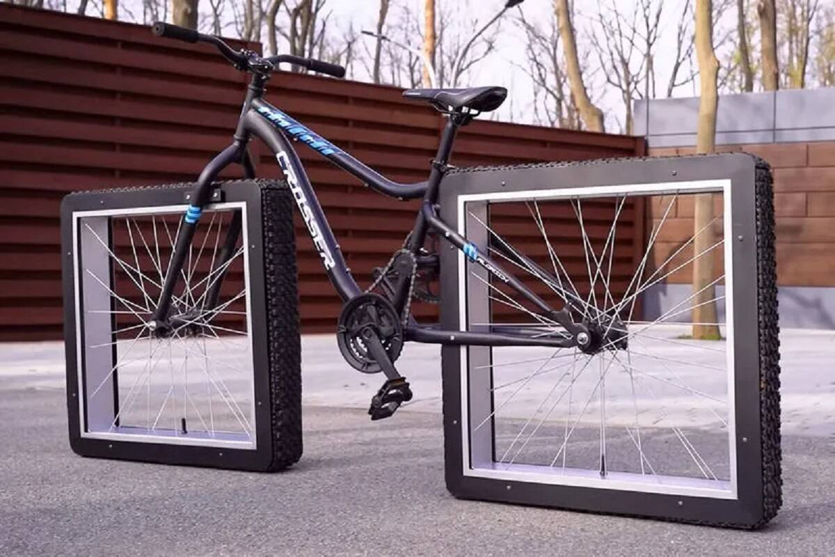 bici con ruote quadrate